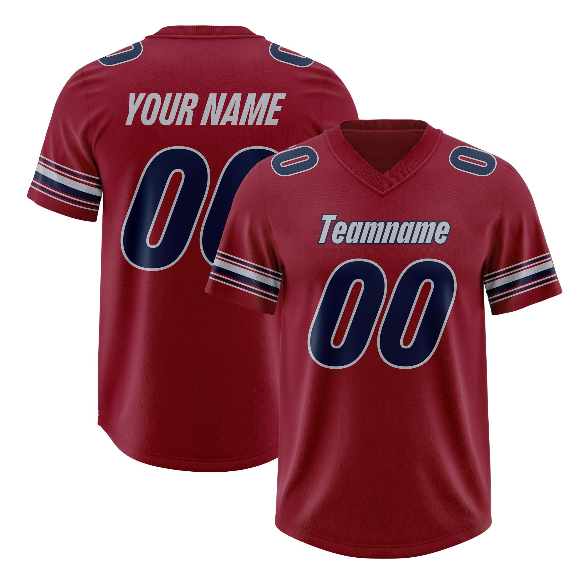 Custom Red Navy Retro Personalized Sleeve Line Authentic Football Jersey