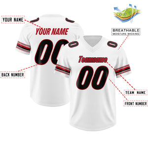 Custom White Red Retro Personalized Sleeve Line Authentic Football Jersey