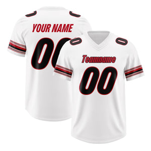 Custom White Red Retro Personalized Sleeve Line Authentic Football Jersey