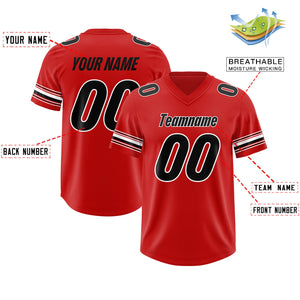 Custom Red Black Retro Personalized Sleeve Line Authentic Football Jersey