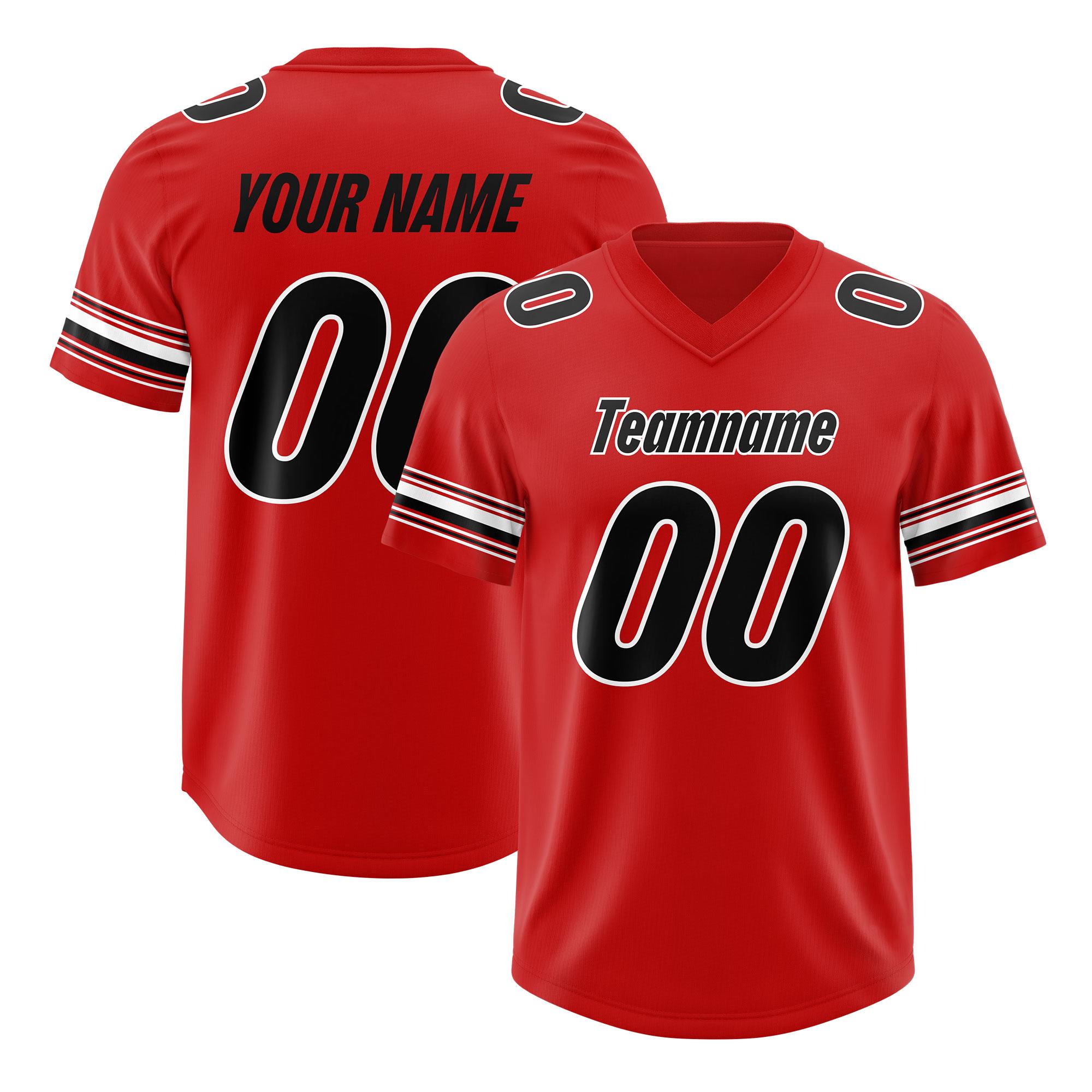 Custom Red Black Retro Personalized Sleeve Line Authentic Football Jersey