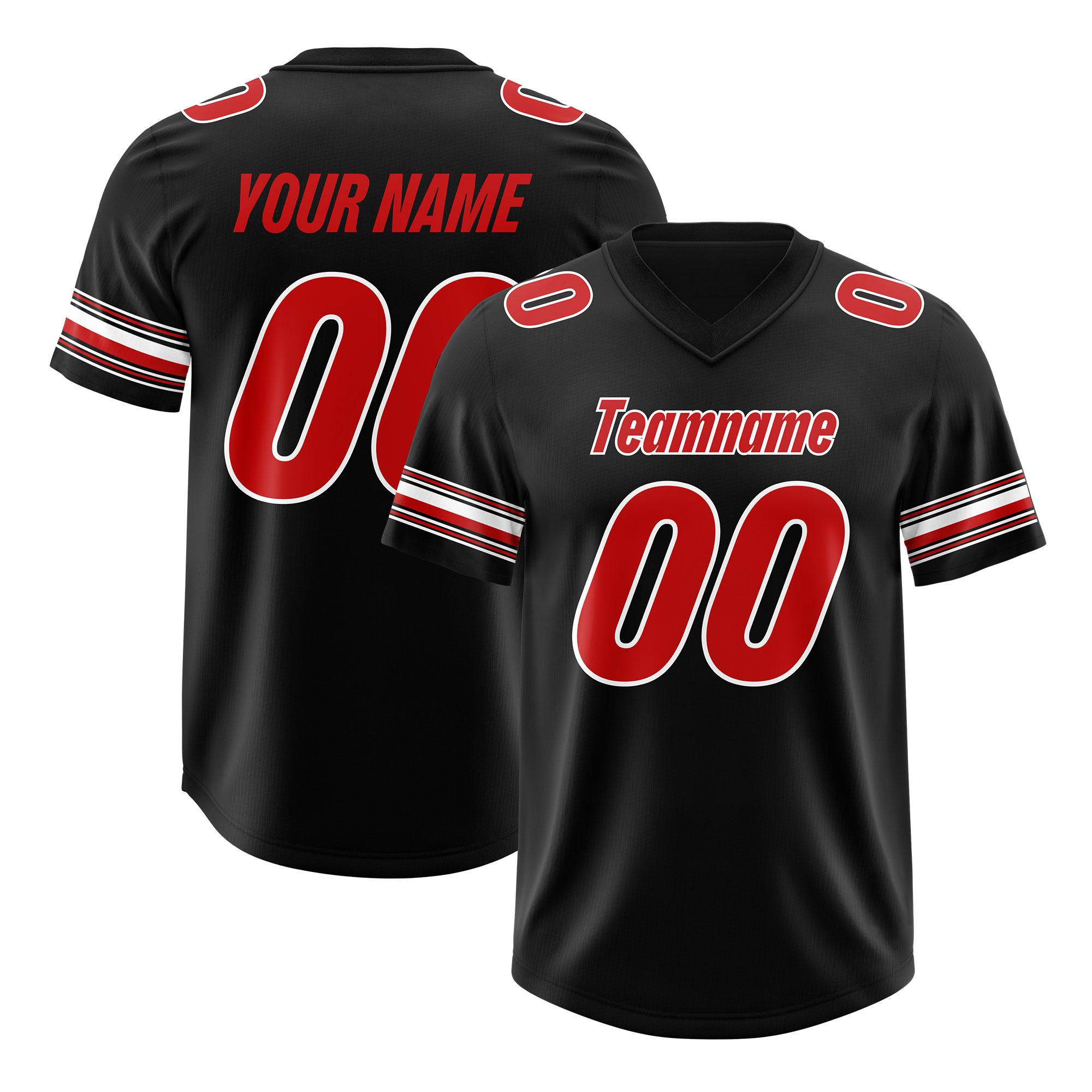 Custom Black Red Retro Personalized Sleeve Line Authentic Football Jersey