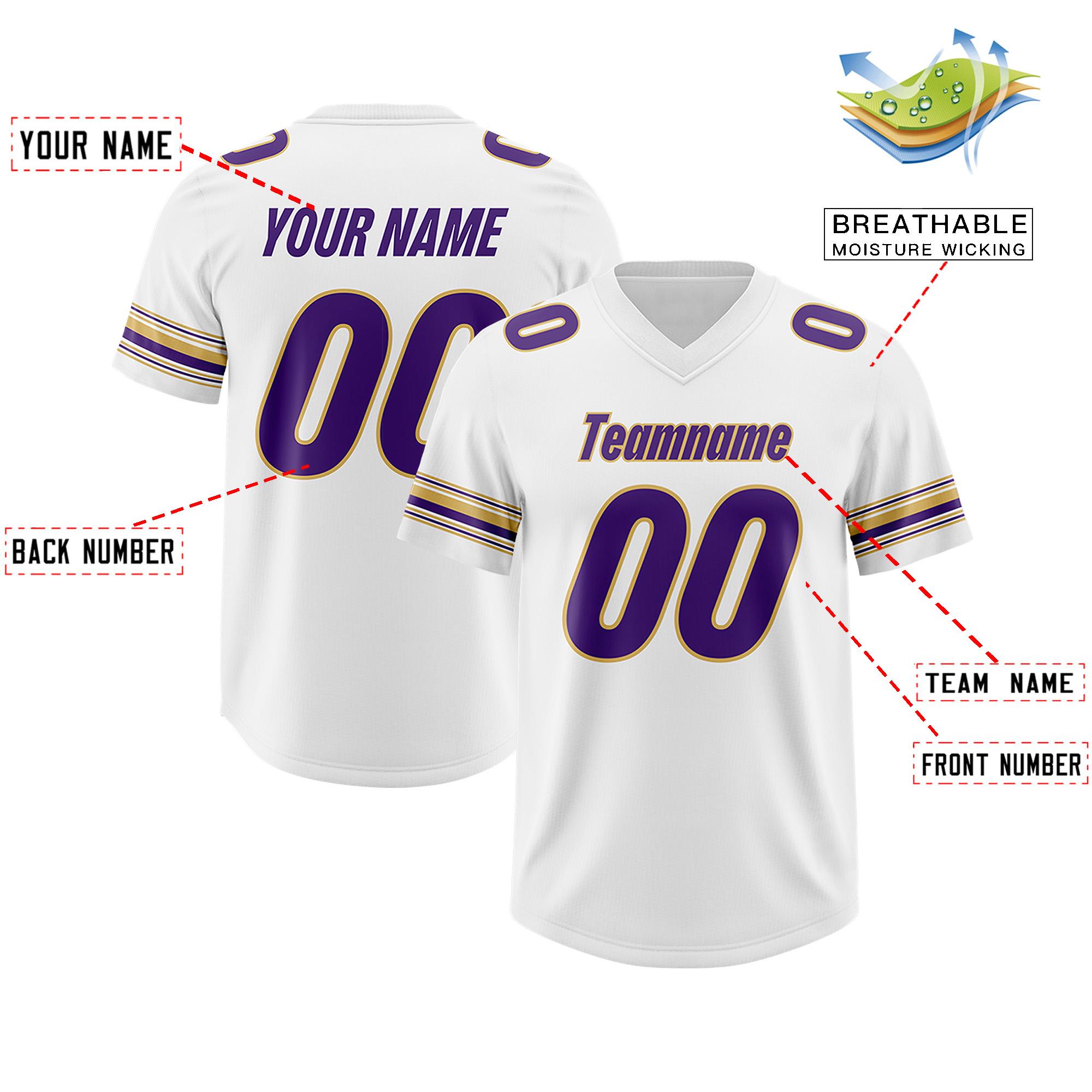 Custom White Purple Retro Personalized Sleeve Line Authentic Football Jersey