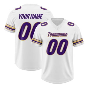 Custom White Purple Retro Personalized Sleeve Line Authentic Football Jersey