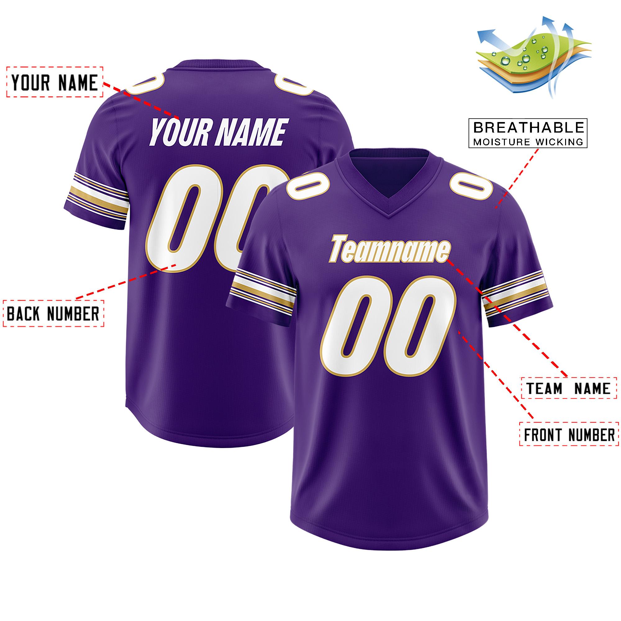 Custom Purple White Retro Personalized Sleeve Line Authentic Football Jersey