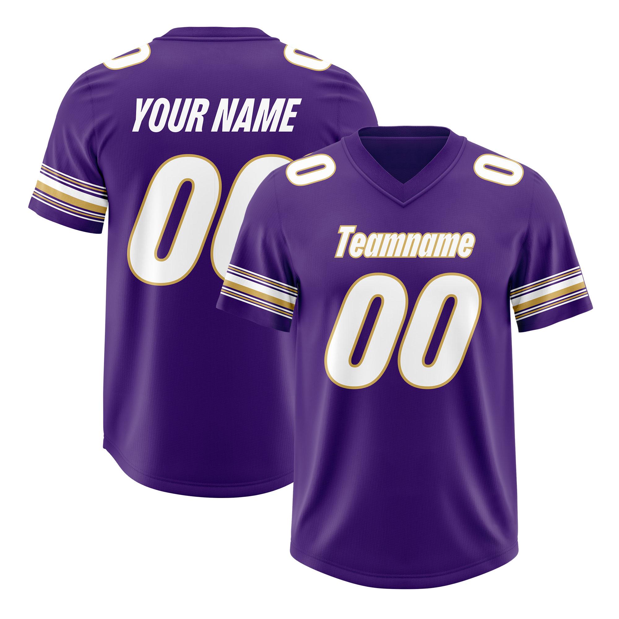 Custom Purple White Retro Personalized Sleeve Line Authentic Football Jersey