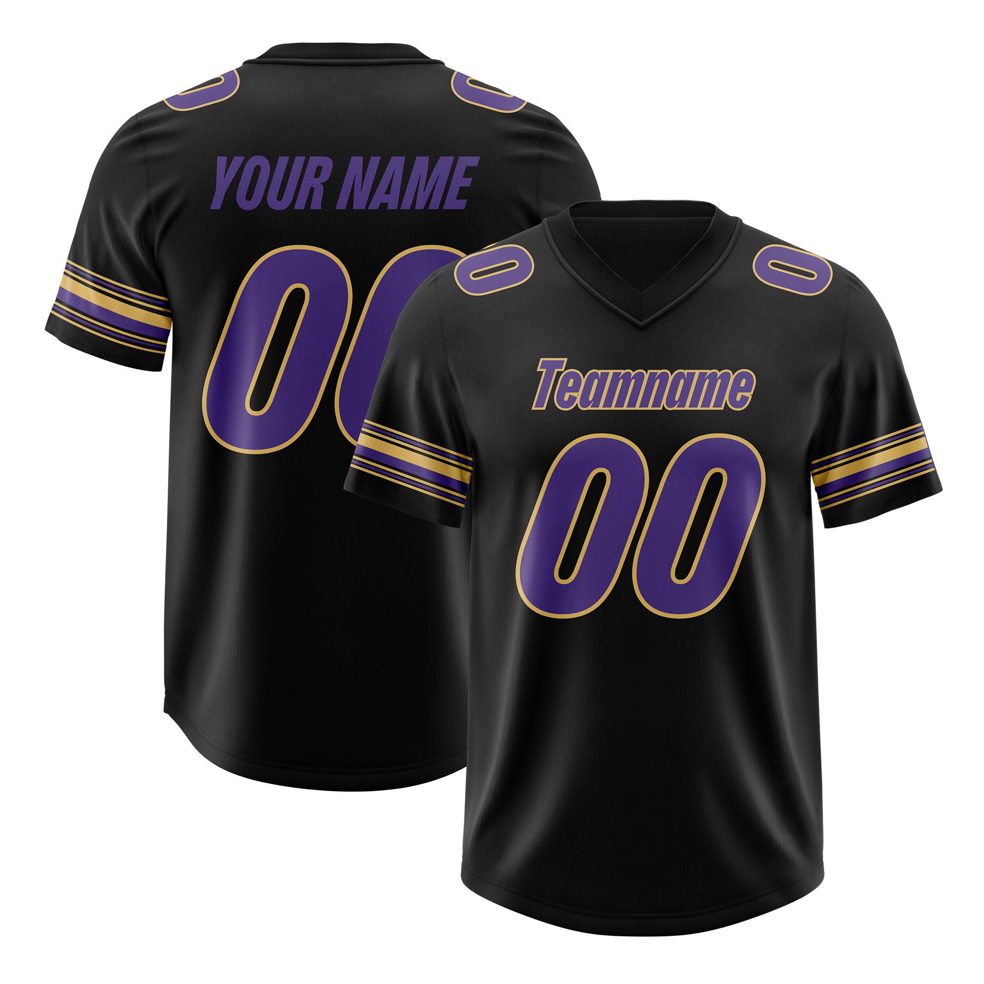 Custom Black Purple Retro Personalized Sleeve Line Authentic Football Jersey