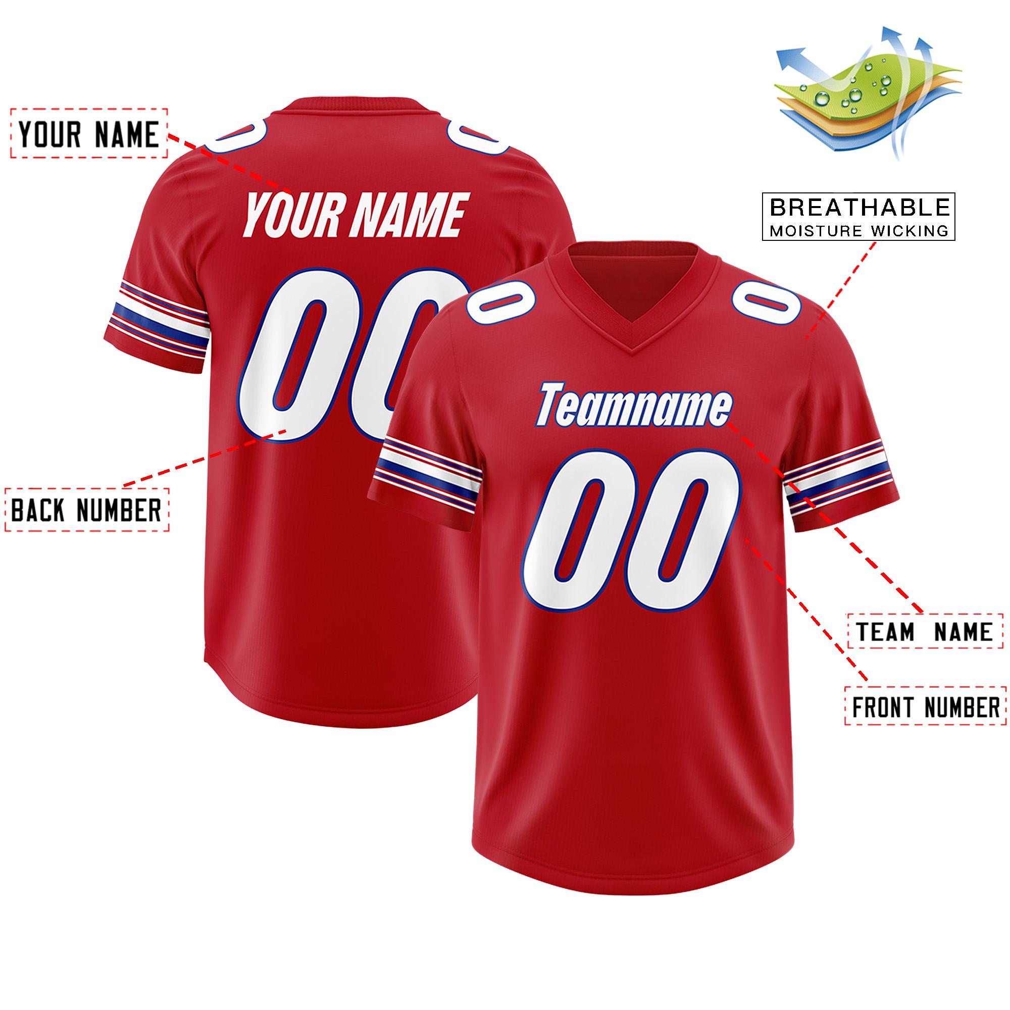 Custom Red White Retro Personalized Sleeve Line Authentic Football Jersey