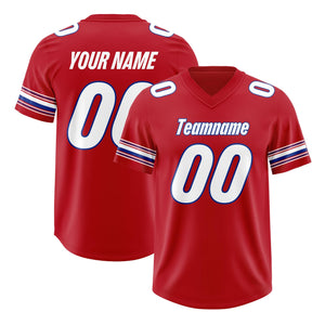 Custom Red White Retro Personalized Sleeve Line Authentic Football Jersey