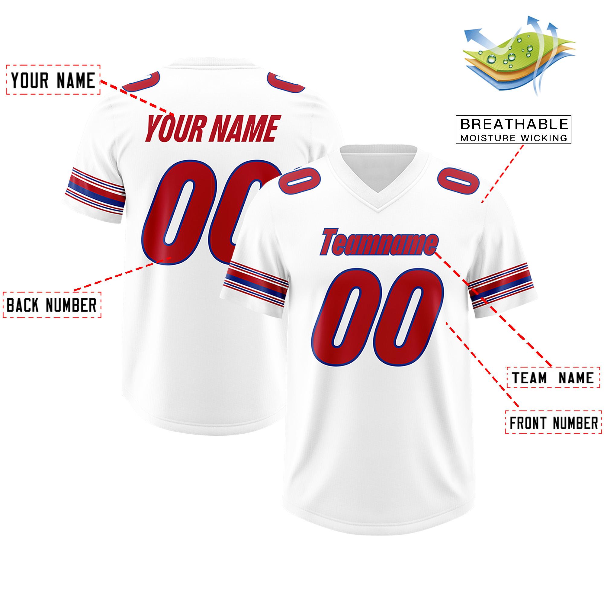 Custom White Red Retro Personalized Sleeve Line Authentic Football Jersey