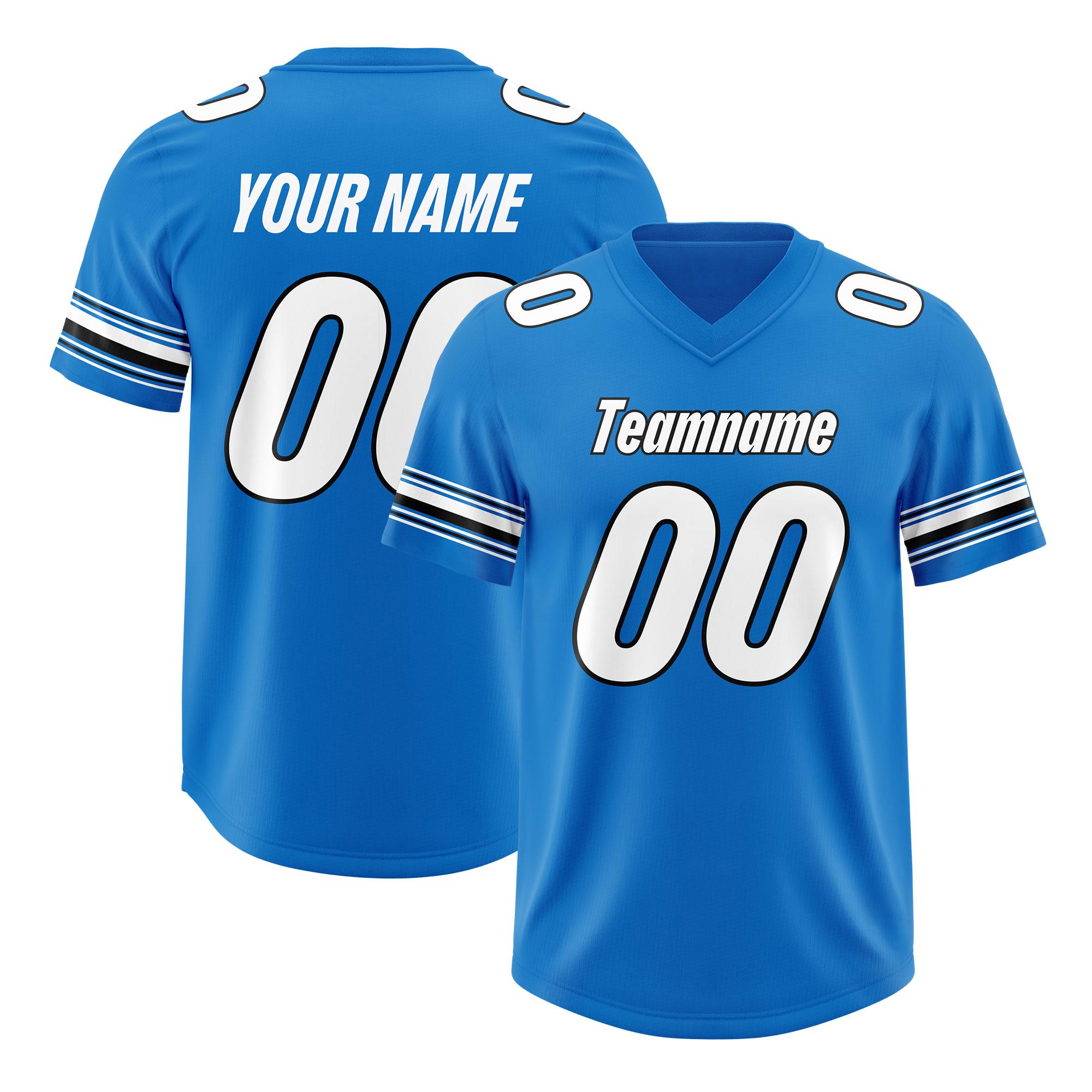 Custom Panther Blue White Retro Personalized Sleeve Line Authentic Football Jersey