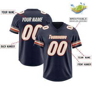 Custom Navy Cream Retro Personalized Sleeve Line Authentic Football Jersey