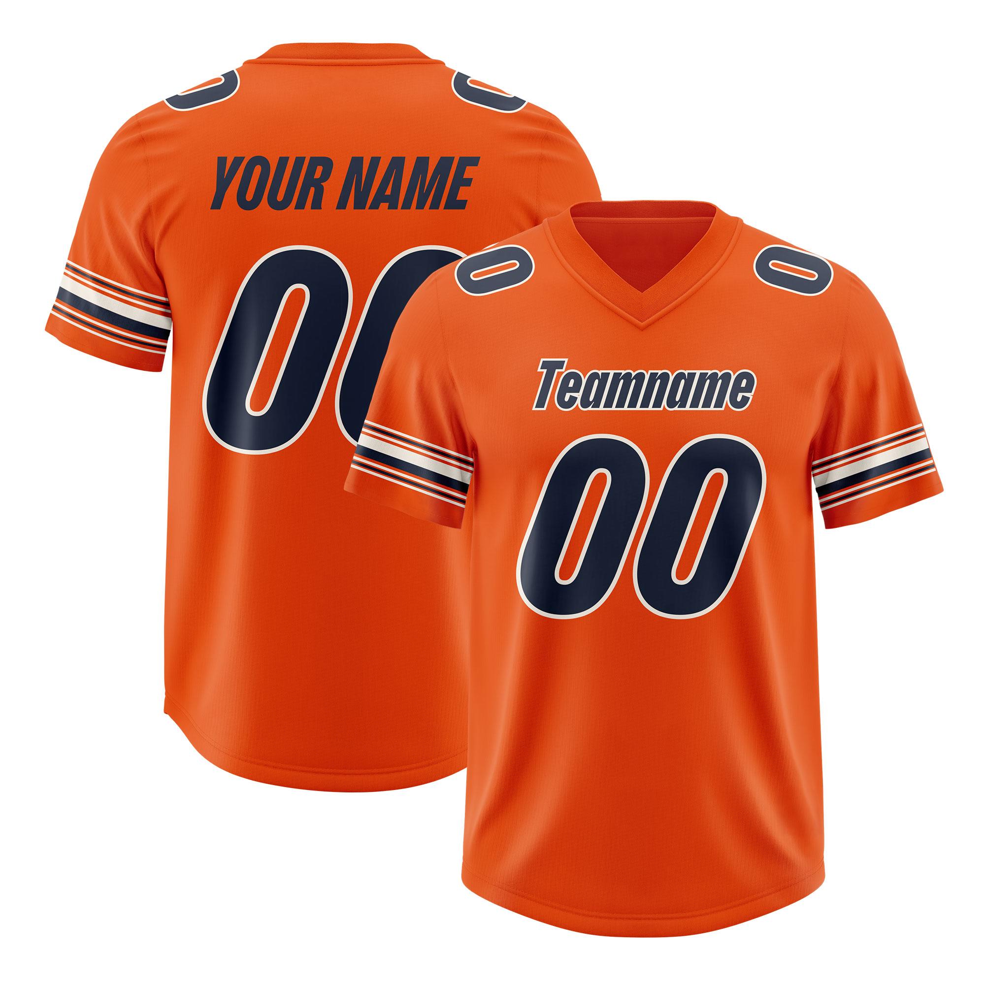 Custom Orange Navy Retro Personalized Sleeve Line Authentic Football Jersey