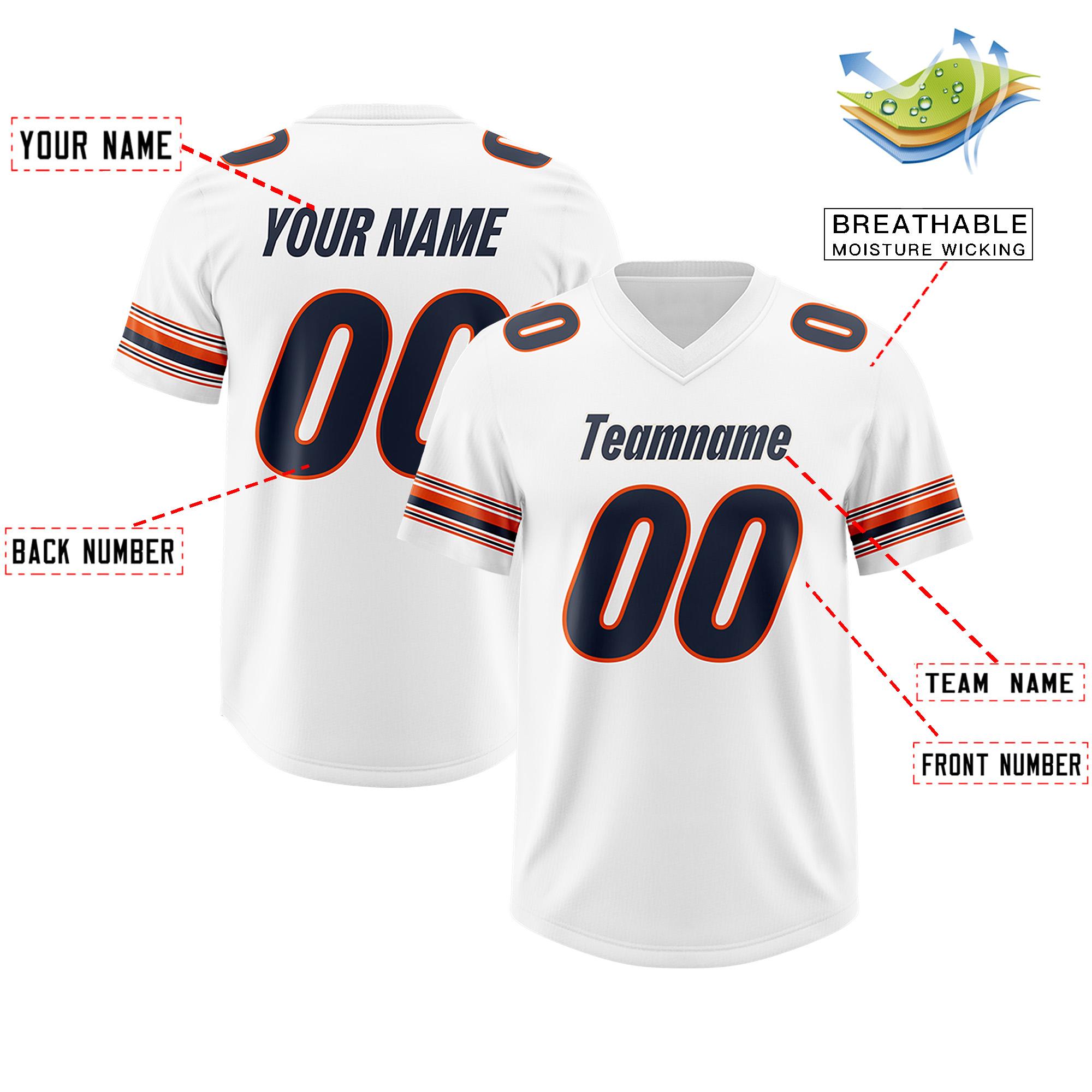 Custom White Navy Retro Personalized Sleeve Line Authentic Football Jersey