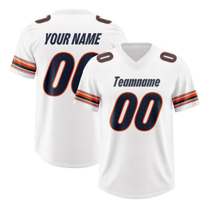 Custom White Navy Retro Personalized Sleeve Line Authentic Football Jersey