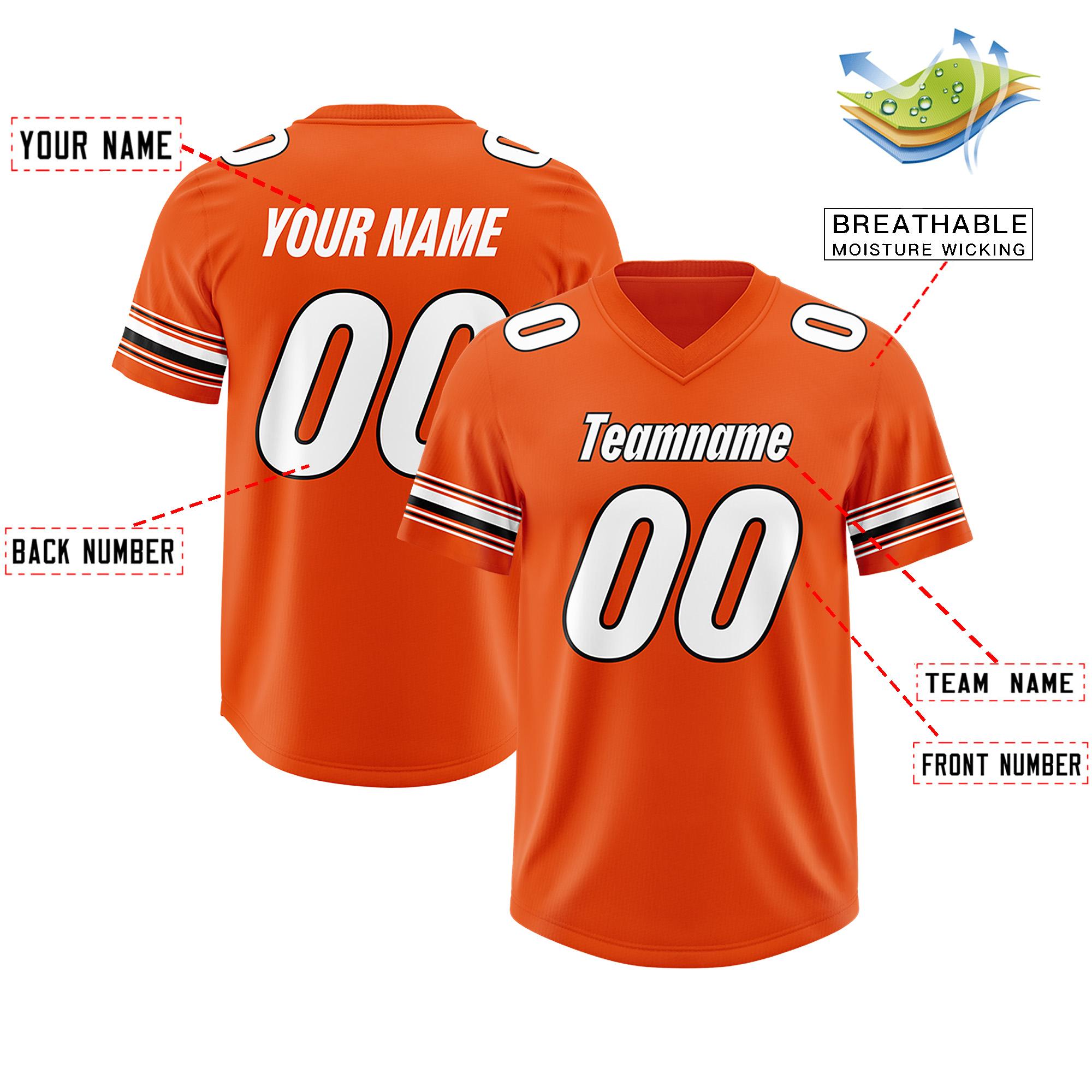 Custom Orange White Retro Personalized Sleeve Line Authentic Football Jersey