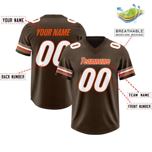 Custom Brown White Retro Personalized Sleeve Line Authentic Football Jersey