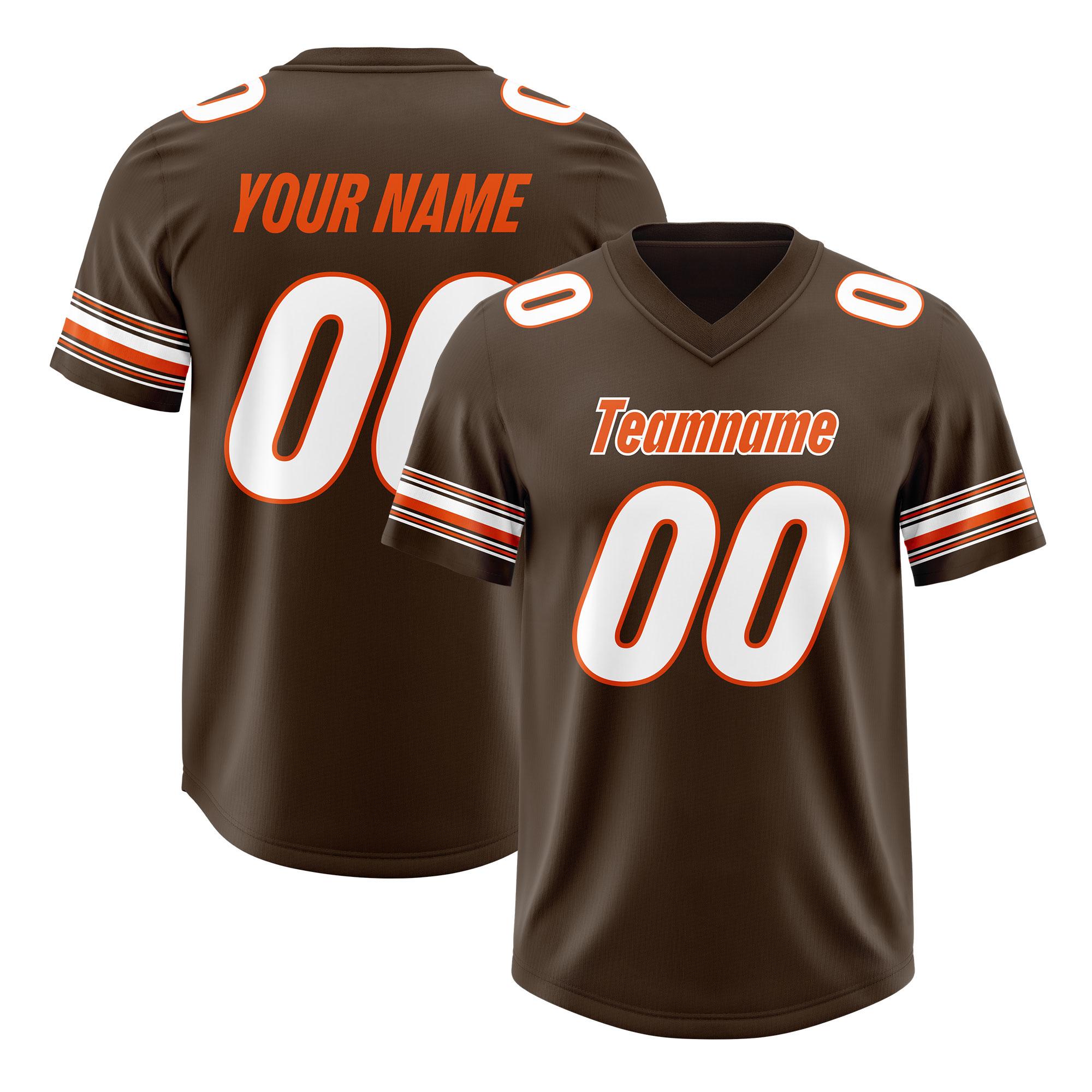 Custom Brown White Retro Personalized Sleeve Line Authentic Football Jersey