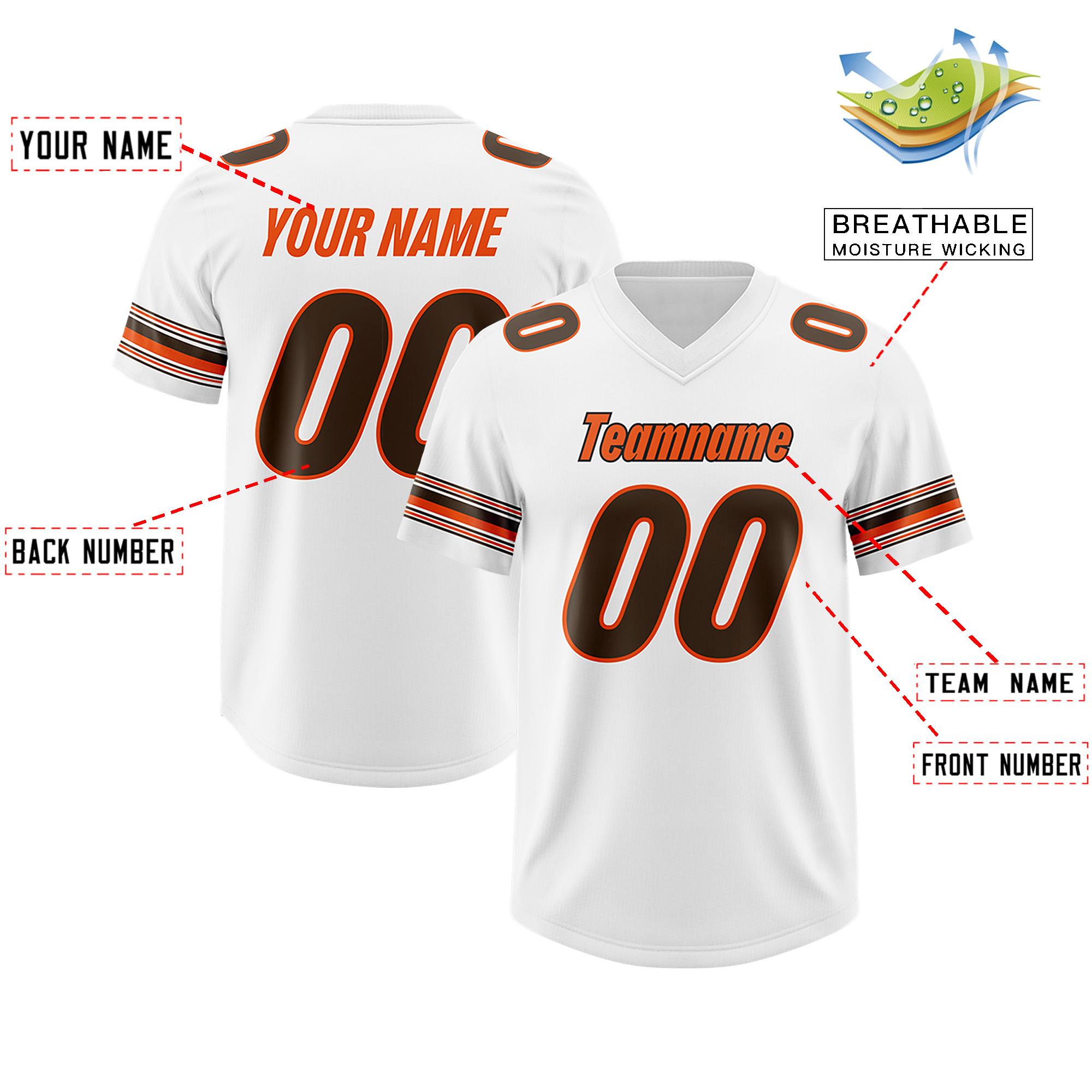 Custom White Brown Retro Personalized Sleeve Line Authentic Football Jersey