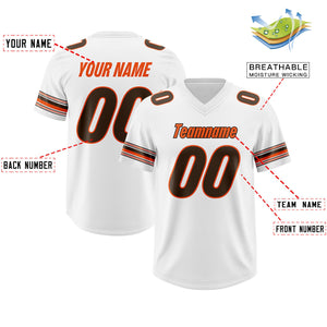 Custom White Brown Retro Personalized Sleeve Line Authentic Football Jersey