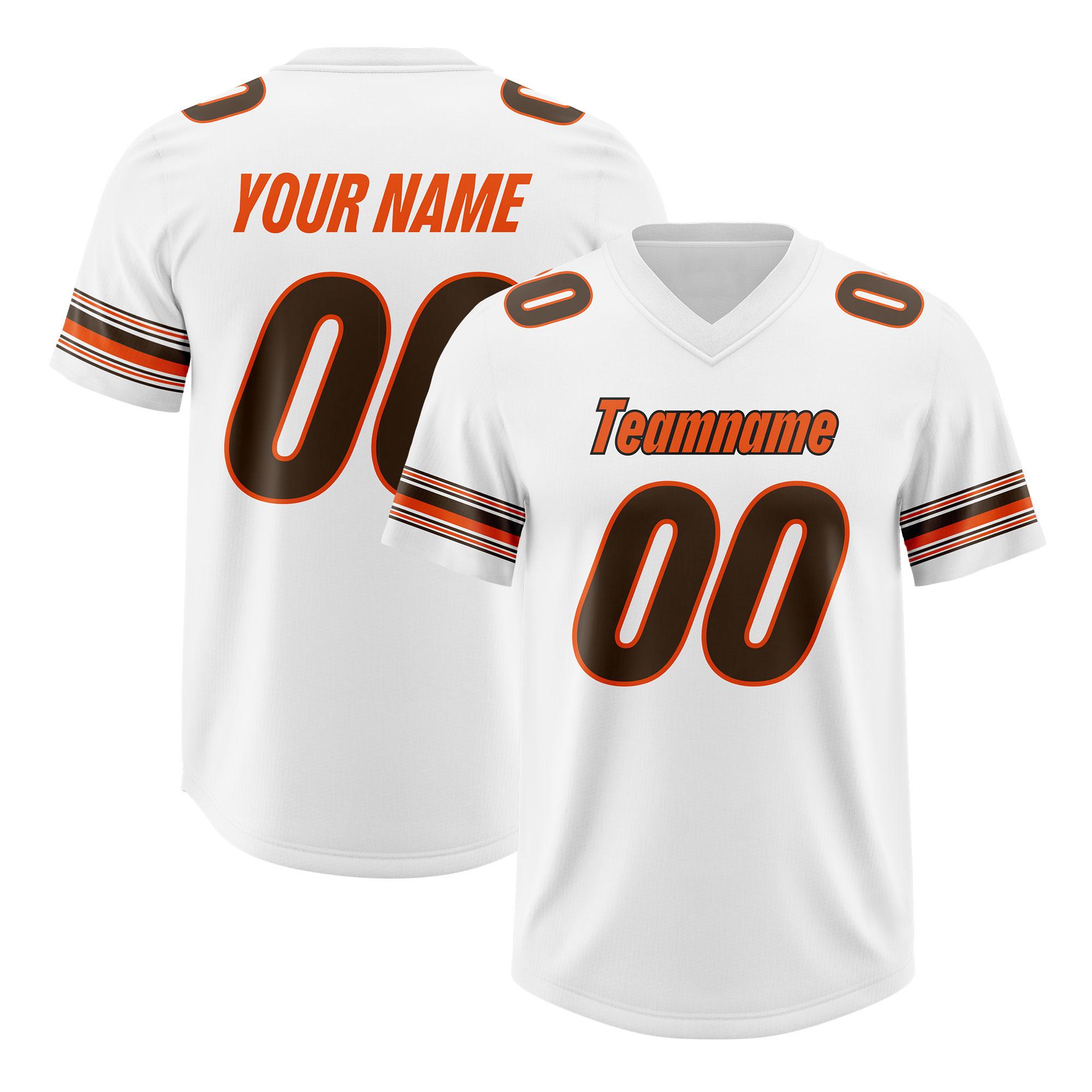 Custom White Brown Retro Personalized Sleeve Line Authentic Football Jersey