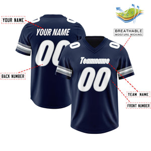 Custom Navy White Retro Personalized Sleeve Line Authentic Football Jersey