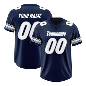 Custom Navy White Retro Personalized Sleeve Line Authentic Football Jersey