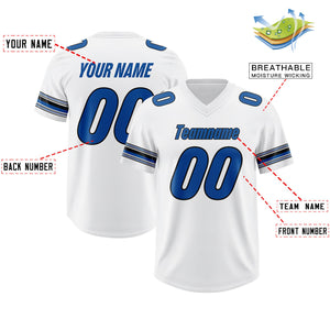 Custom White Royal Retro Personalized Sleeve Line Authentic Football Jersey