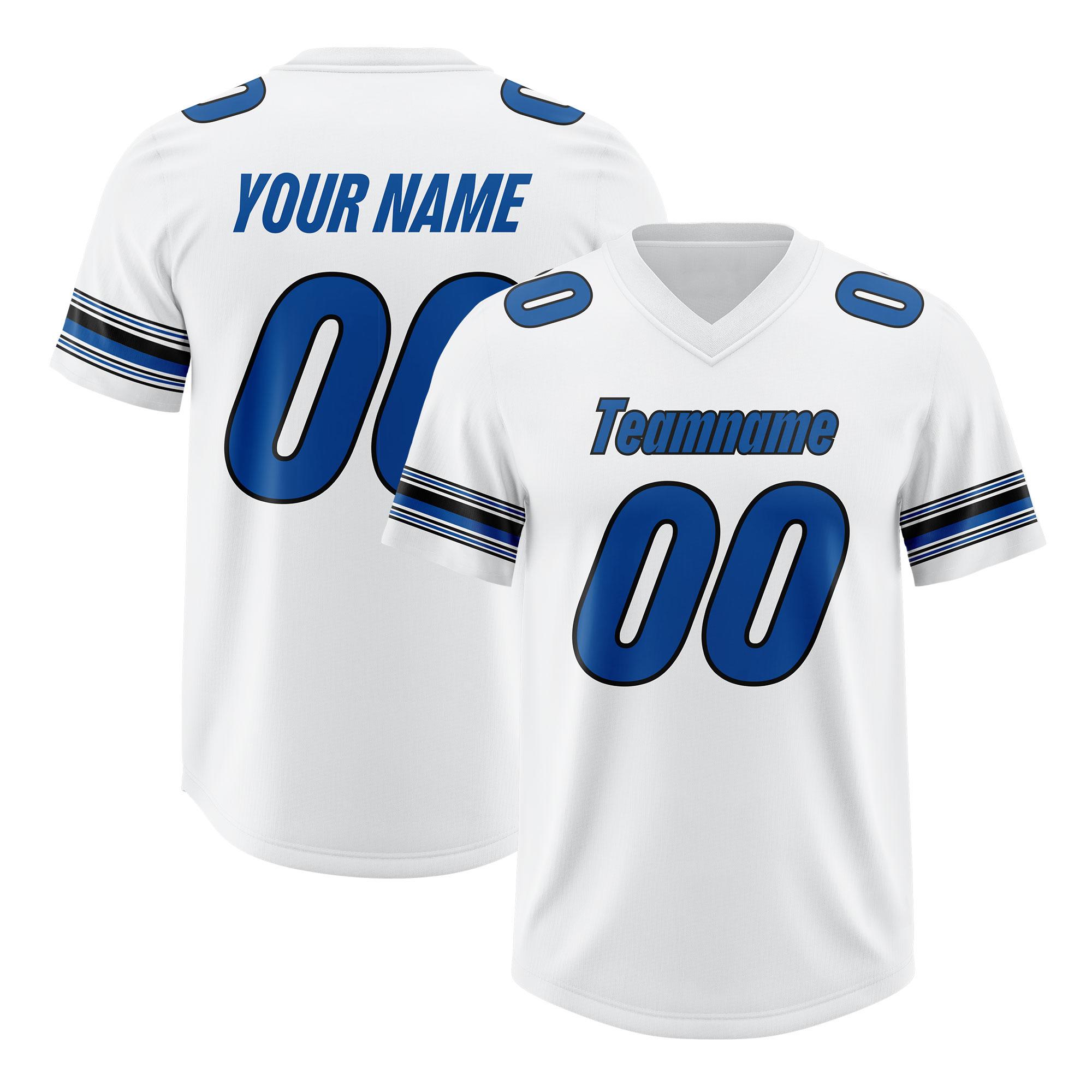 Custom White Royal Retro Personalized Sleeve Line Authentic Football Jersey