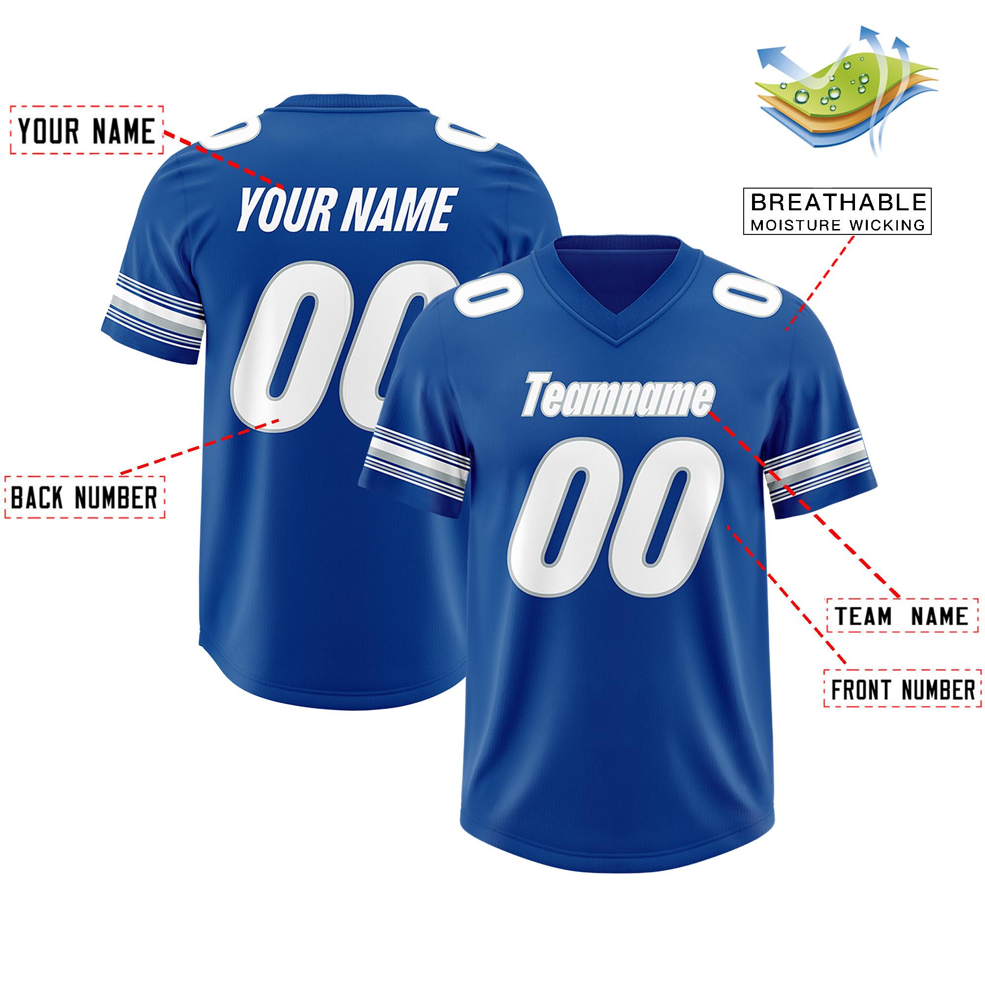 Custom Royal White Retro Personalized Sleeve Line Authentic Football Jersey