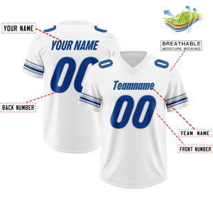 Custom White Royal Retro Personalized Sleeve Line Authentic Football Jersey