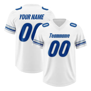 Custom White Royal Retro Personalized Sleeve Line Authentic Football Jersey