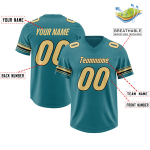 Custom Aqua Khaki Retro Personalized Sleeve Line Authentic Football Jersey