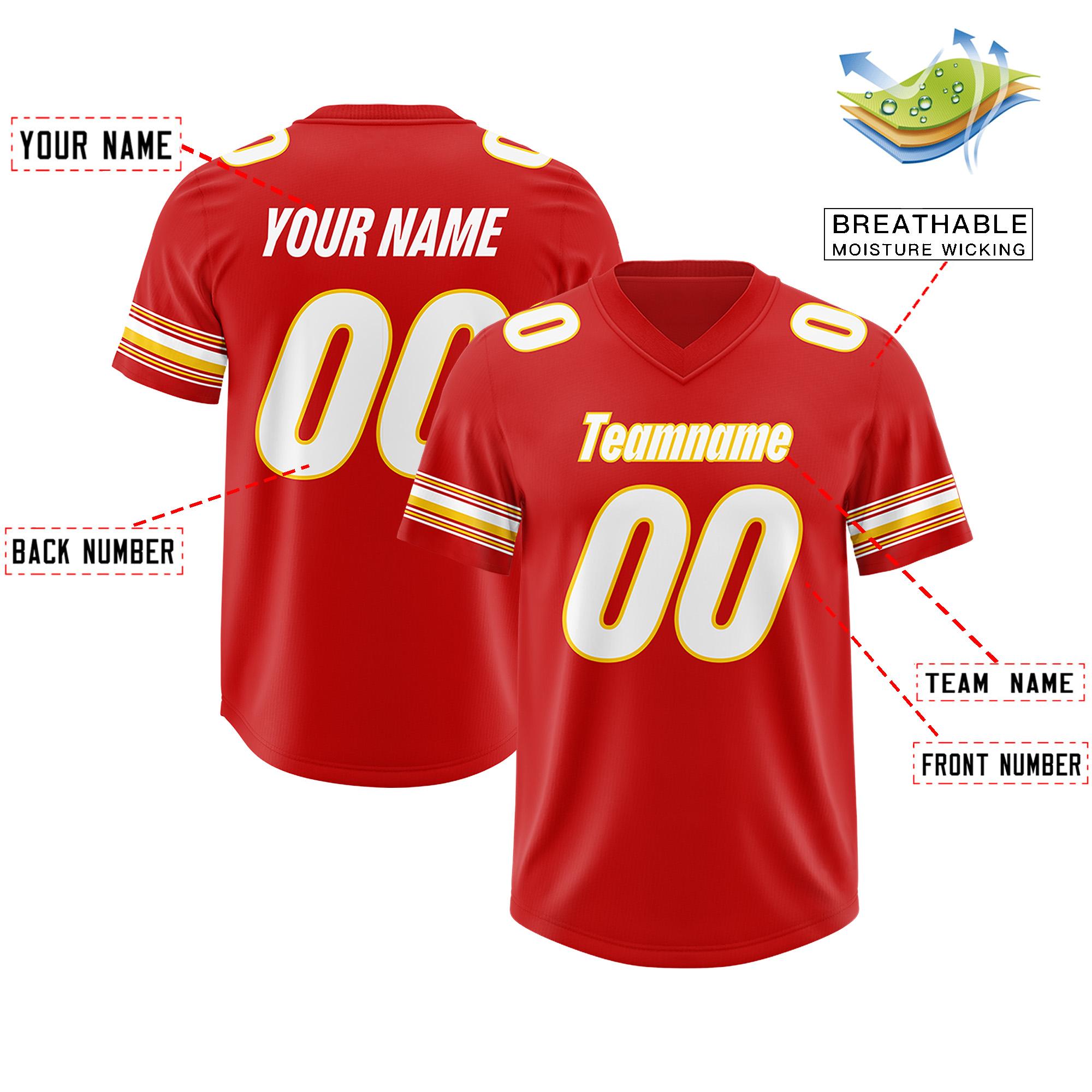 Custom Red White Retro Personalized Sleeve Line Authentic Football Jersey