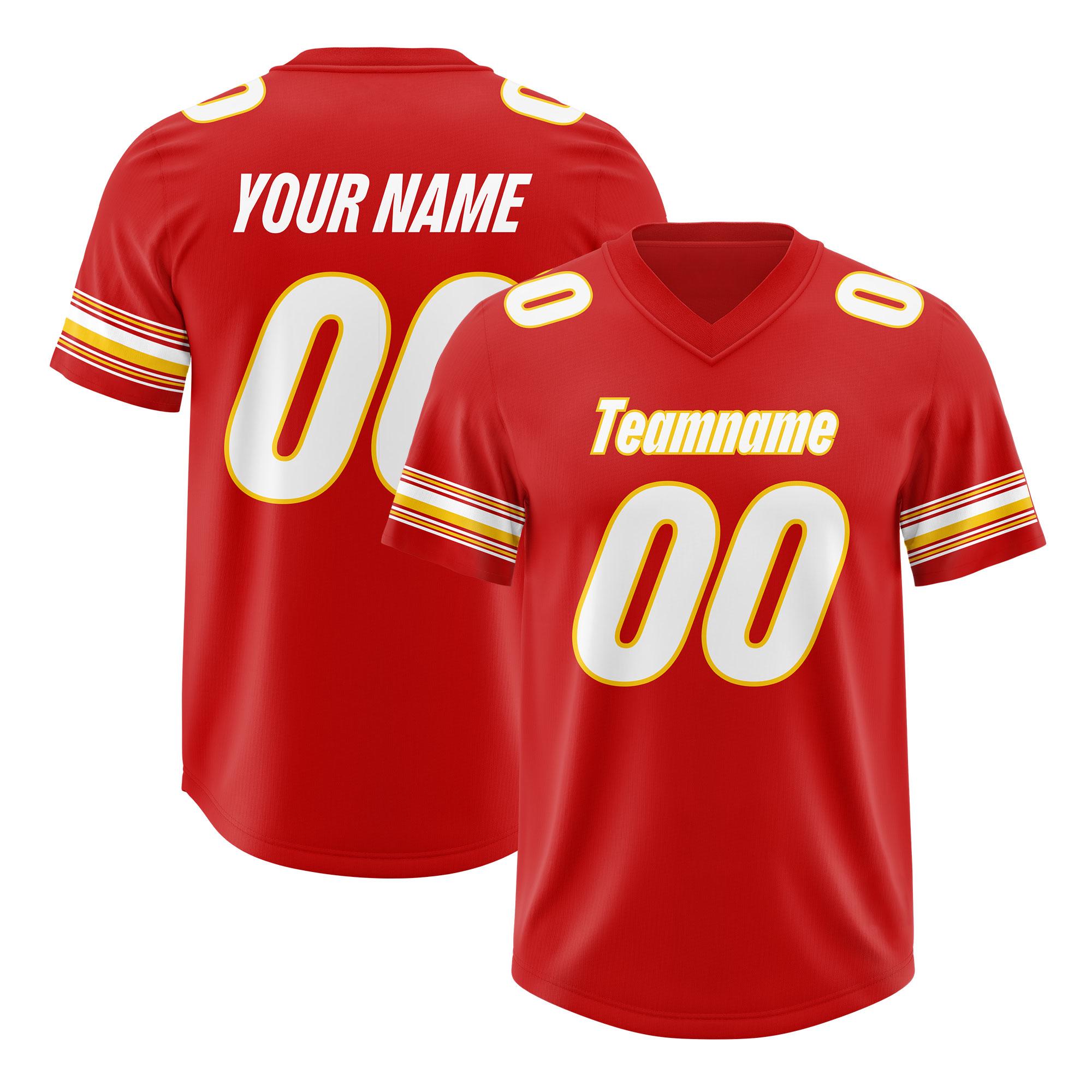 Custom Red White Retro Personalized Sleeve Line Authentic Football Jersey