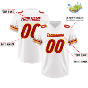 Custom White Red Retro Personalized Sleeve Line Authentic Football Jersey