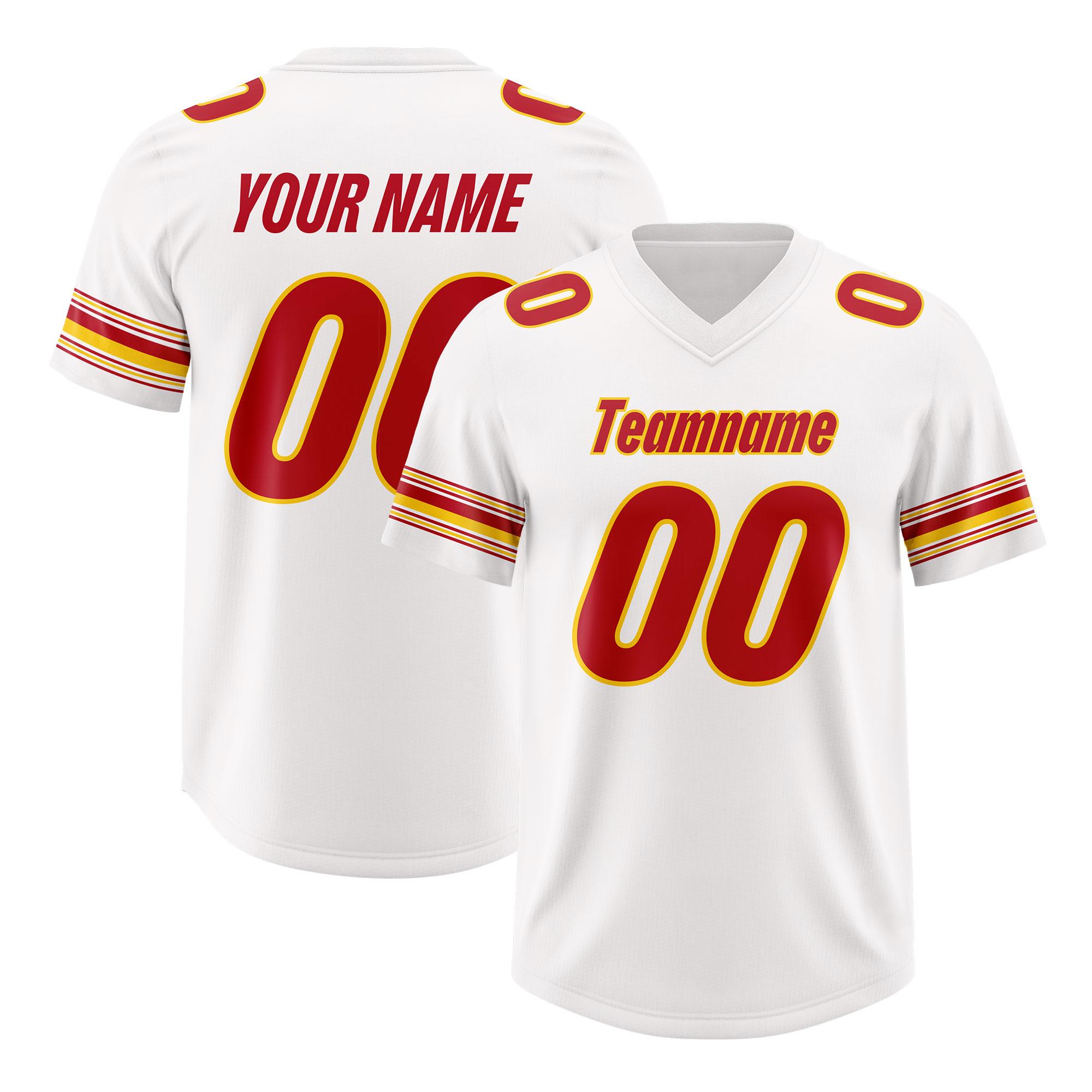 Custom White Red Retro Personalized Sleeve Line Authentic Football Jersey