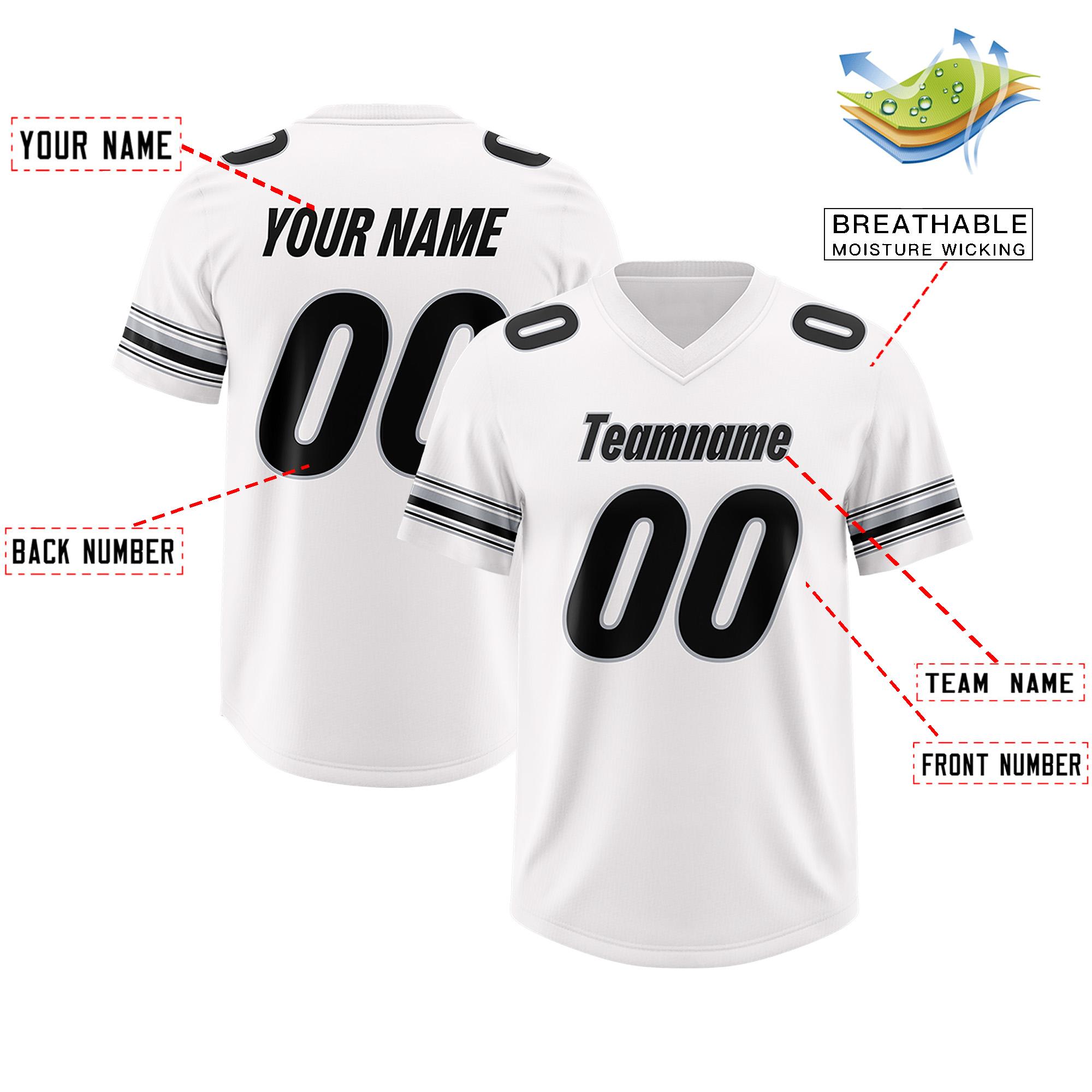 Custom White Black Retro Personalized Sleeve Line Authentic Football Jersey