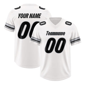 Custom White Black Retro Personalized Sleeve Line Authentic Football Jersey