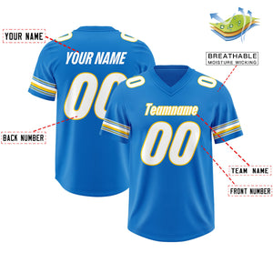 Custom Powder Blue White Retro Personalized Sleeve Line Authentic Football Jersey