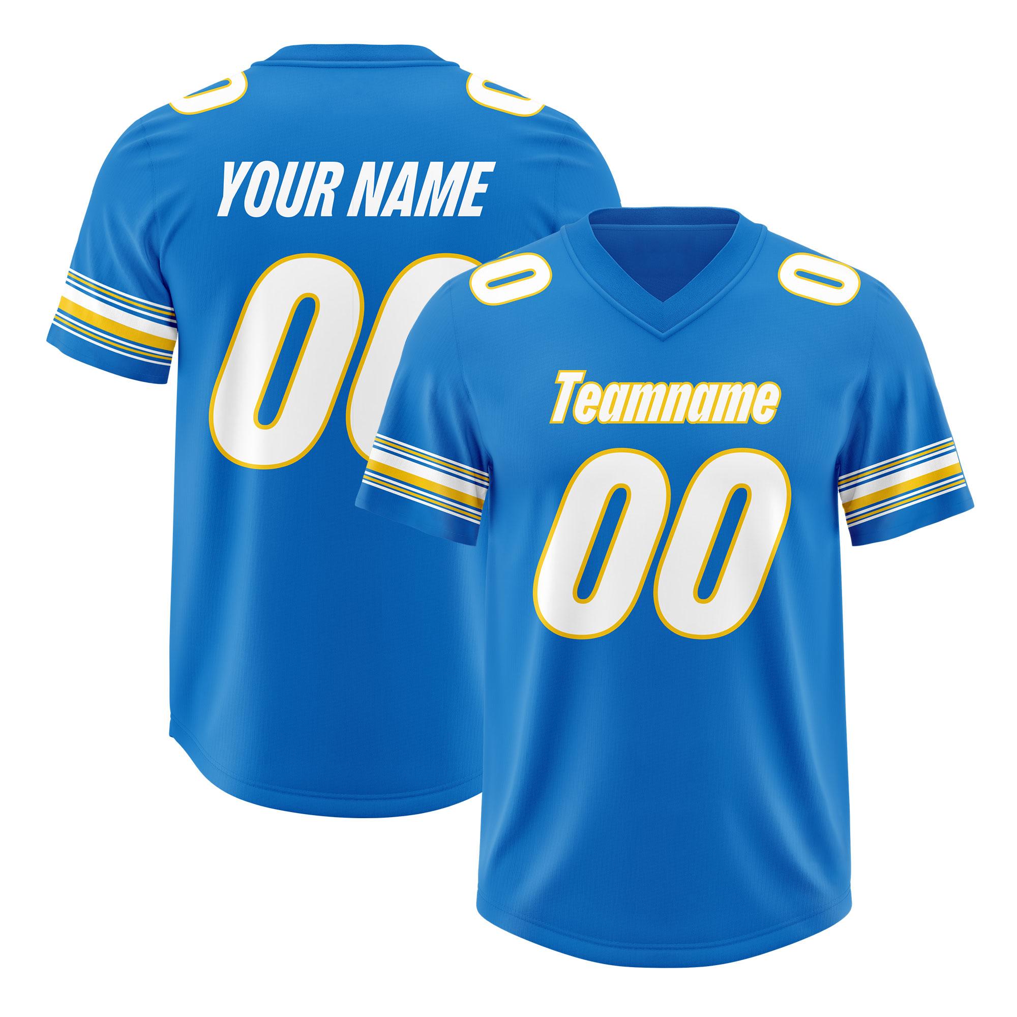 Custom Powder Blue White Retro Personalized Sleeve Line Authentic Football Jersey