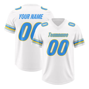 Custom White Powder Blue Retro Personalized Sleeve Line Authentic Football Jersey