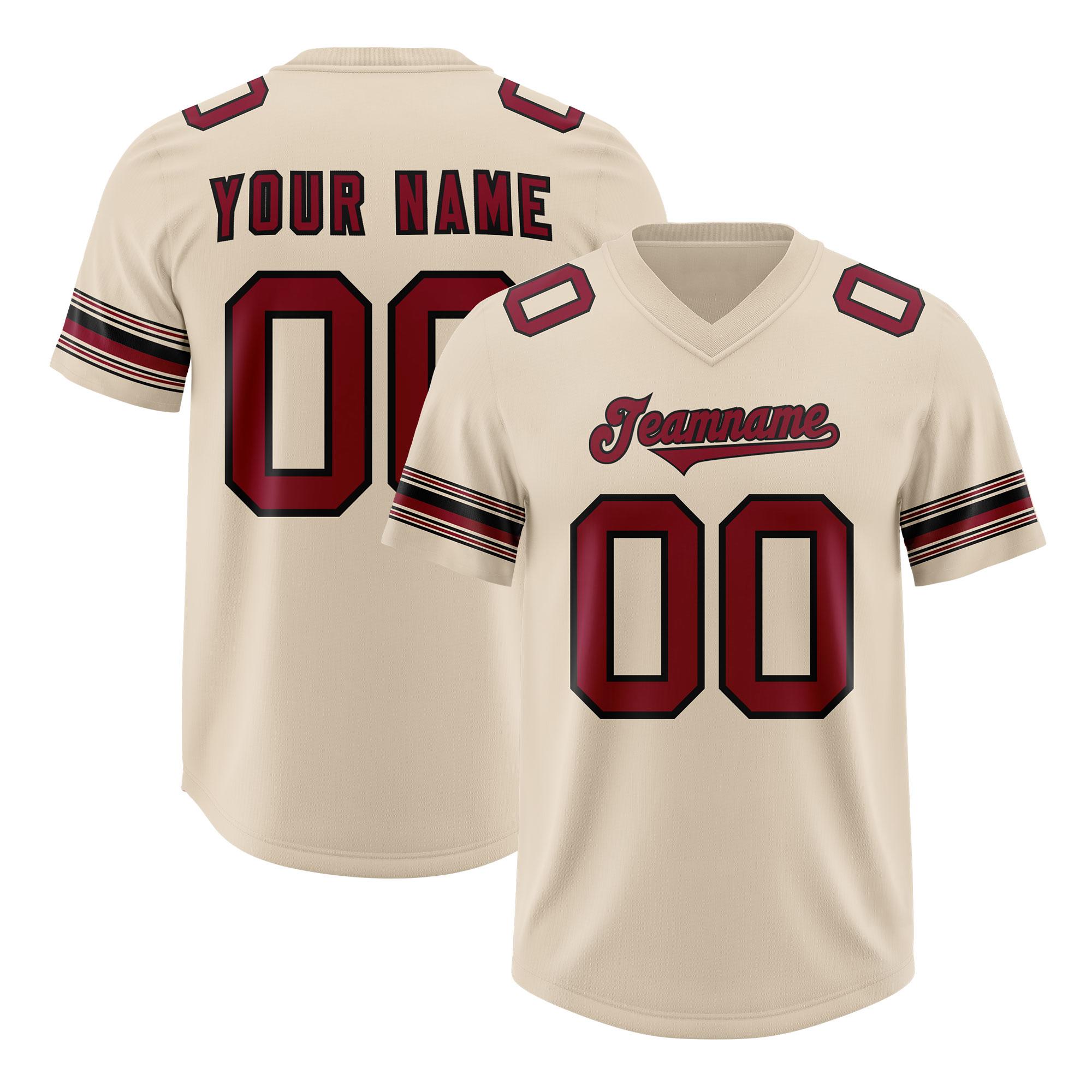 Custom Cream Red Retro Personalized Sleeve Line Authentic Football Jersey