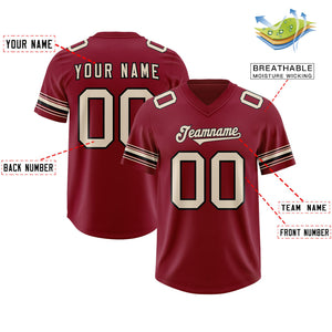 Custom Red Cream Retro Personalized Sleeve Line Authentic Football Jersey