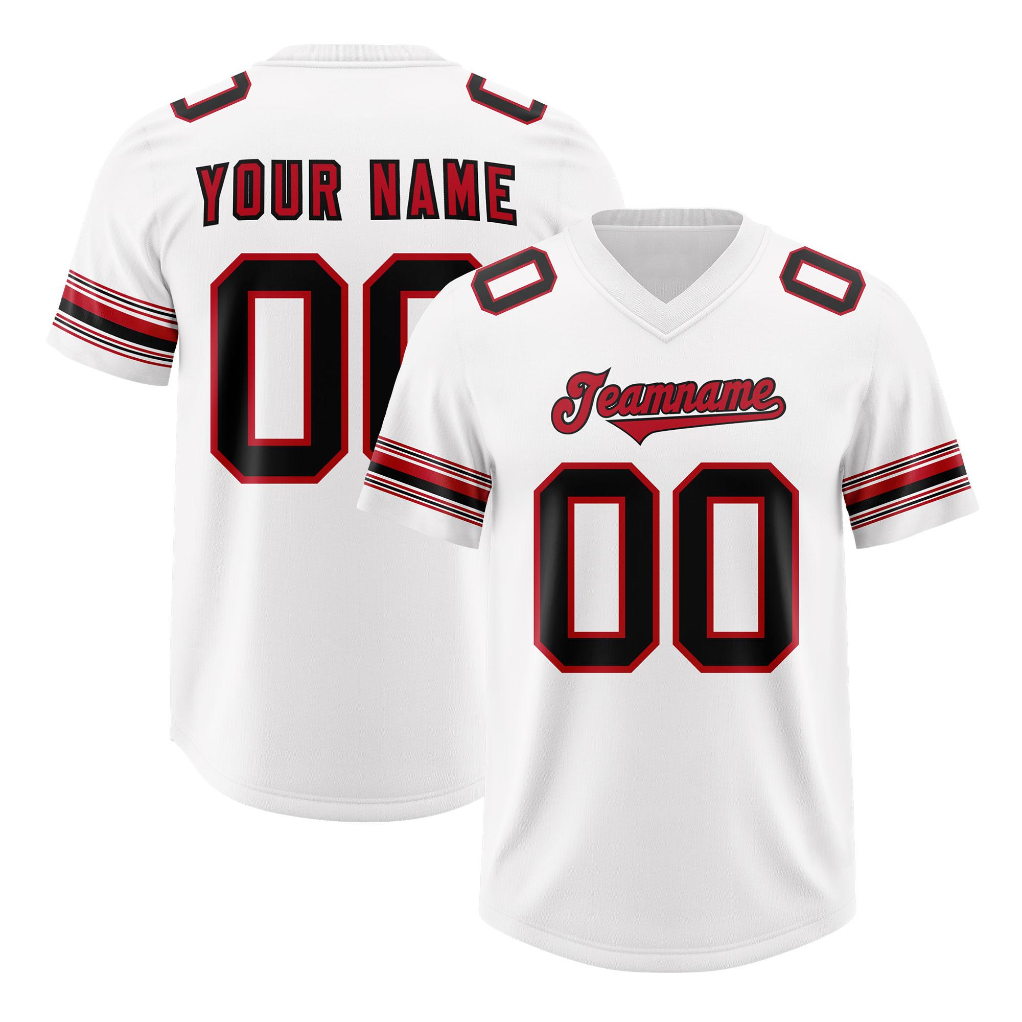 Custom White Red Retro Personalized Sleeve Line Authentic Football Jersey