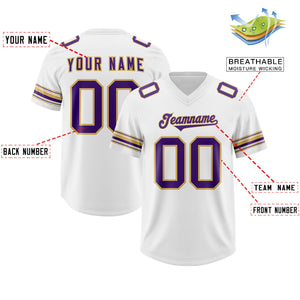 Custom White Purple Retro Personalized Sleeve Line Authentic Football Jersey