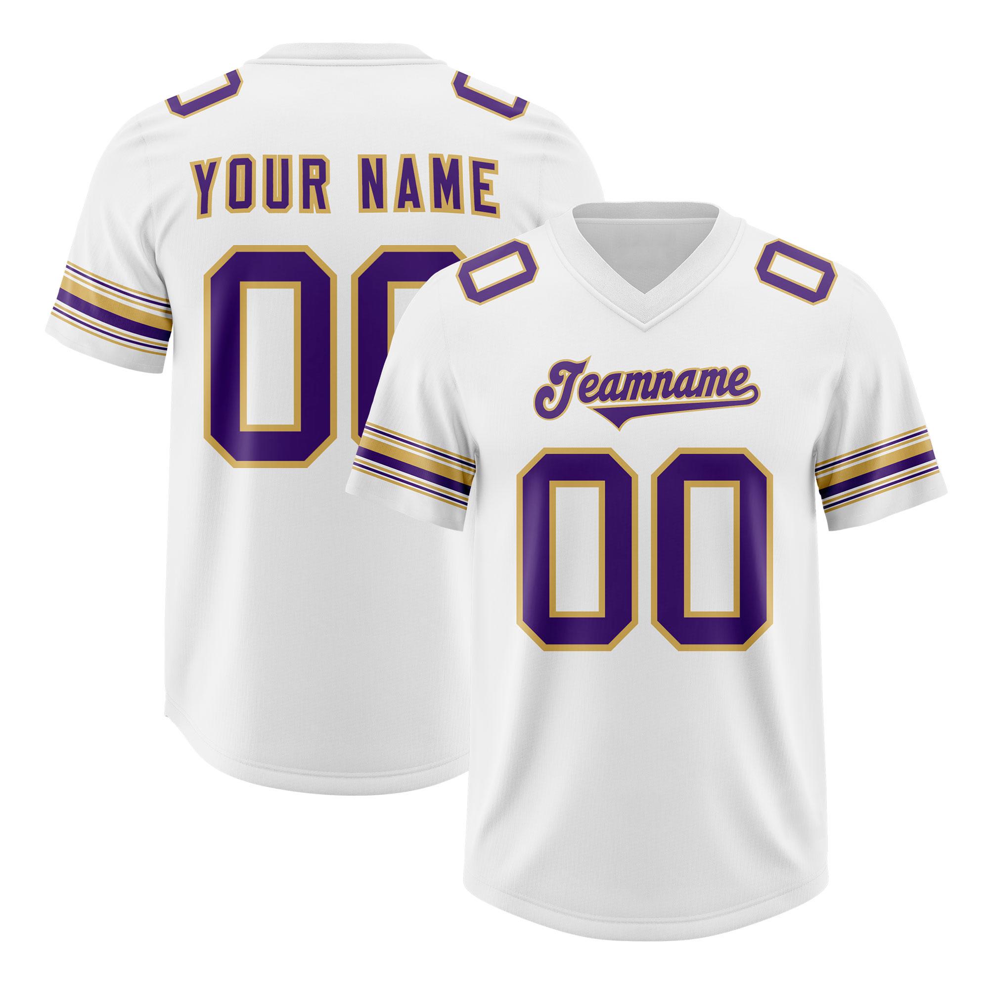 Custom White Purple Retro Personalized Sleeve Line Authentic Football Jersey