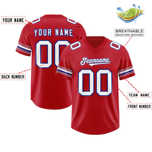 Custom Red White Retro Personalized Sleeve Line Authentic Football Jersey