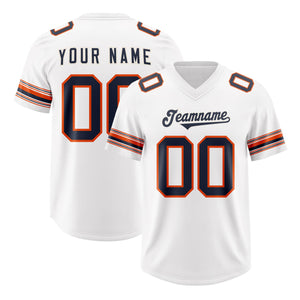 Custom White Navy Retro Personalized Sleeve Line Authentic Football Jersey