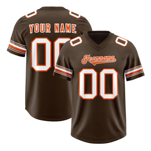 Custom Brown White Retro Personalized Sleeve Line Authentic Football Jersey